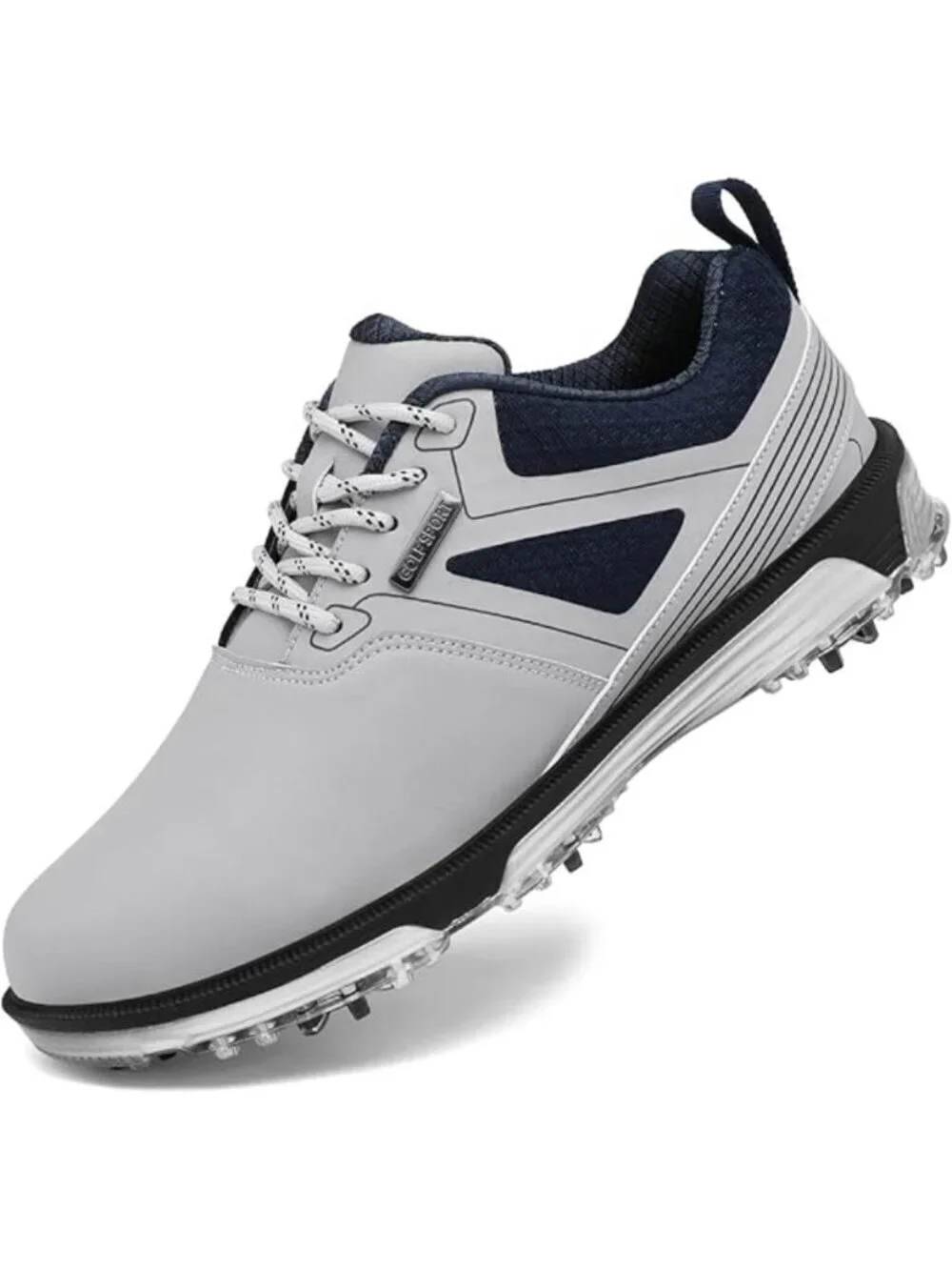 Men's Grey Golf Shoes Fixed Nail Less Sole Waterproof Lightweight No-slip